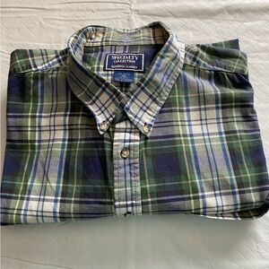 Specialty Collection Men's Green Navy Plaid Shirt XXL